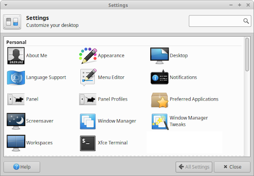 https://xubuntu.github.io/xubuntu-docs/user/libs/images/settings_personalization/settings-manager.png