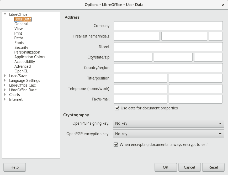 The Options Window The Options Window
