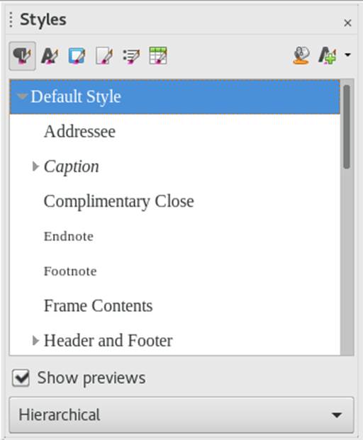 Styles and Formatting Panel