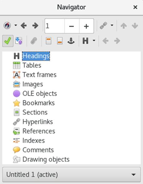 Navigator Tool in Writer Navigator Tool in Writer