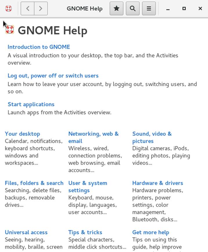 Main Window of Help
